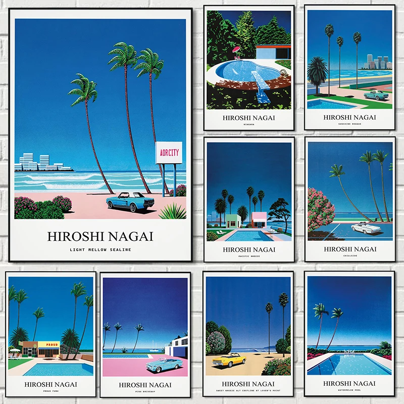 Vintage Fashion Wall Art - Vintage Nagai Hiroshi Vaporwave Japonia Plaża