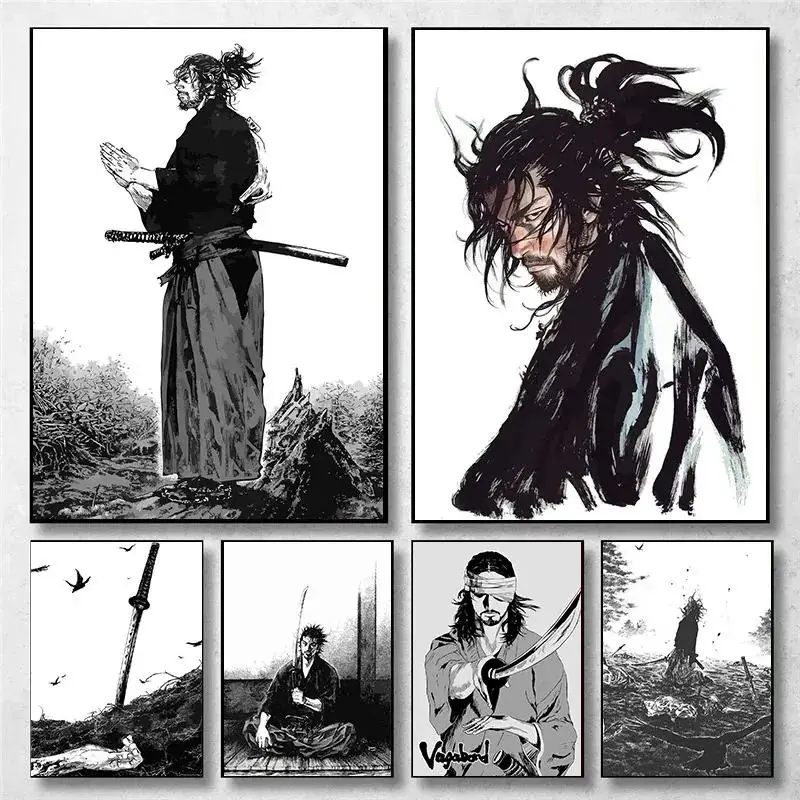 Vintage Fashion Wall Art - Vintage Japońskie Anime Grafiki Ścienne Miyamoto