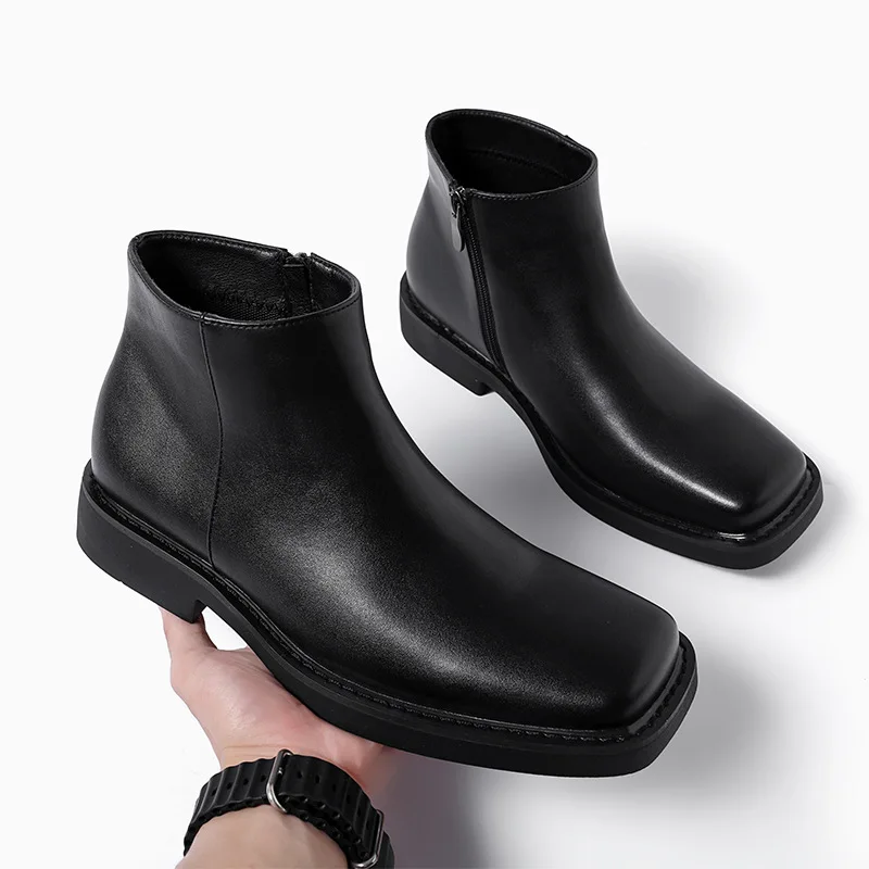 Vintage Fashion Aesthetic - Czarne Nowe Modne Męskie Skórzane Buty