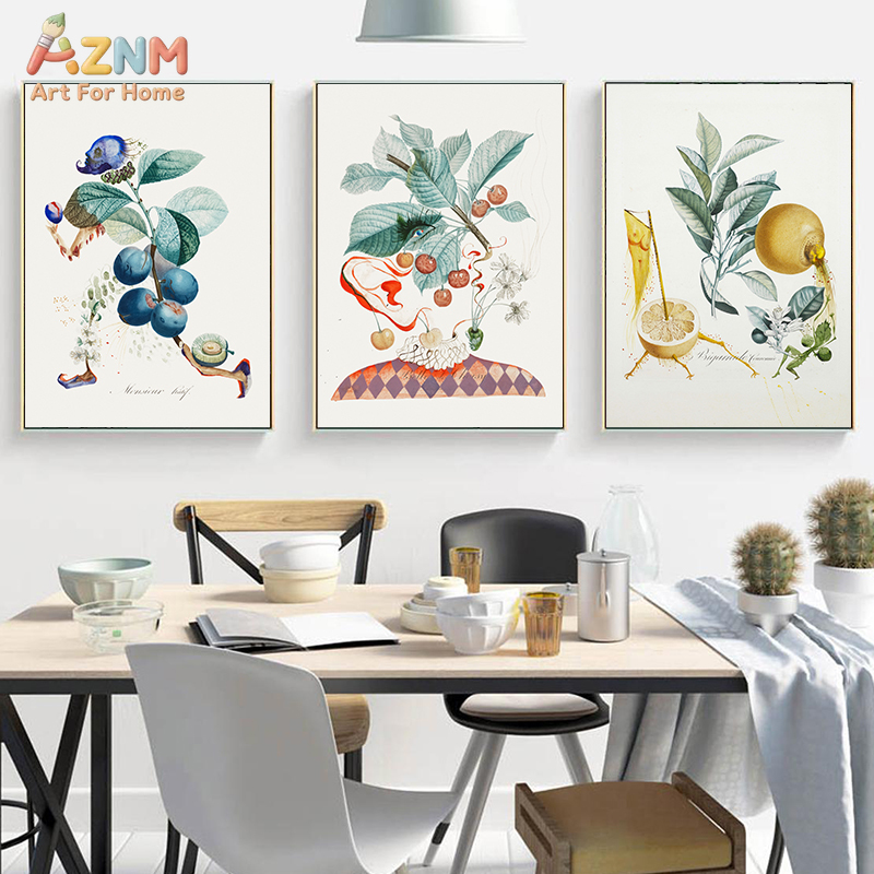 Vintage Fashion Wall Art - AZNM Surrealistyczny Obraz na Płótnie z
