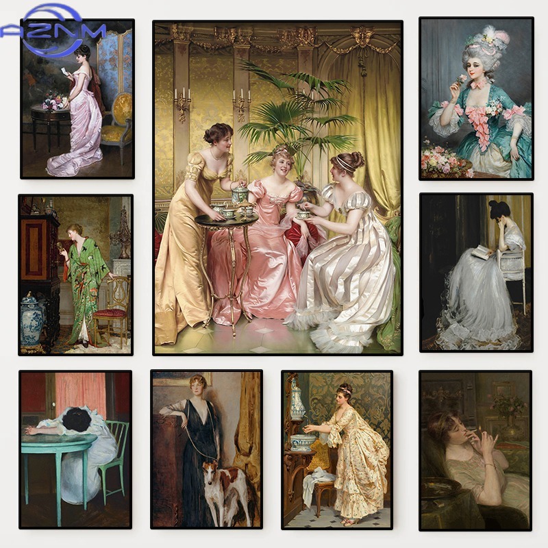 Vintage Fashion Wall Art - Plakat Portret Kobiety z Epoki Renesansu