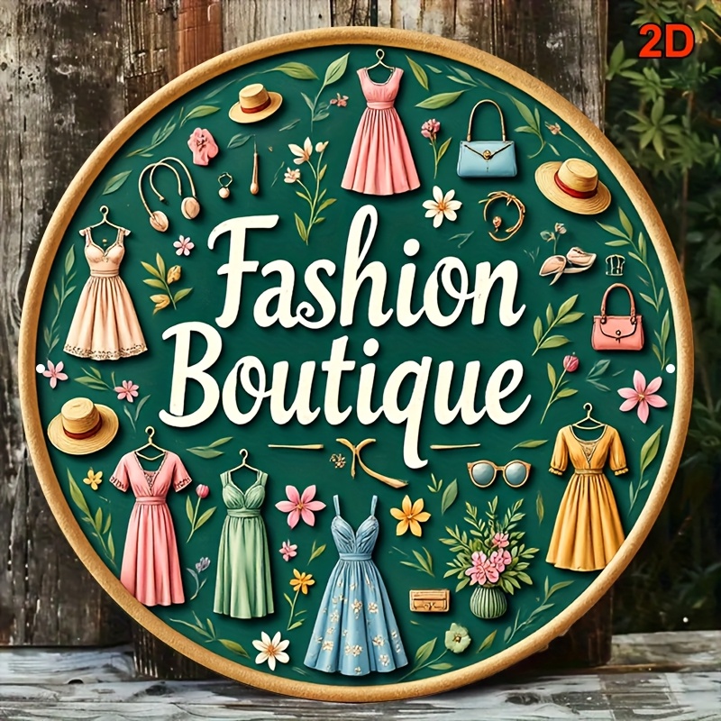 Vintage Fashion Store - Metalowy szyld ścienny w stylu vintage,