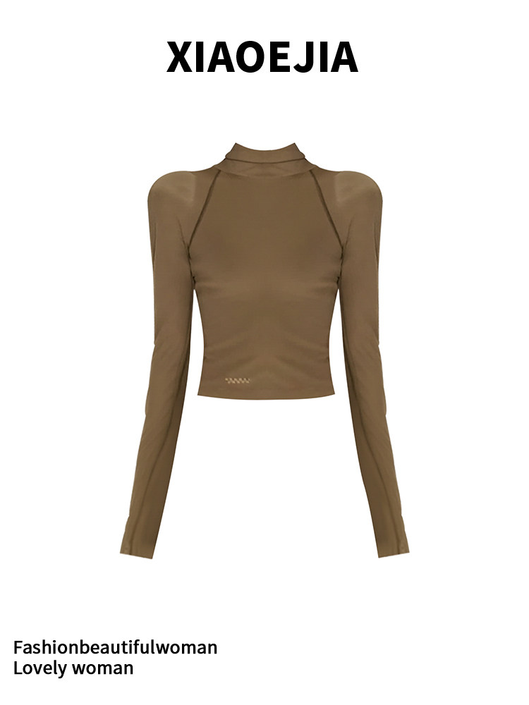 Turtleneck Knit 90S - Damska zielona gotycka koszulka Harajuku Y2k
