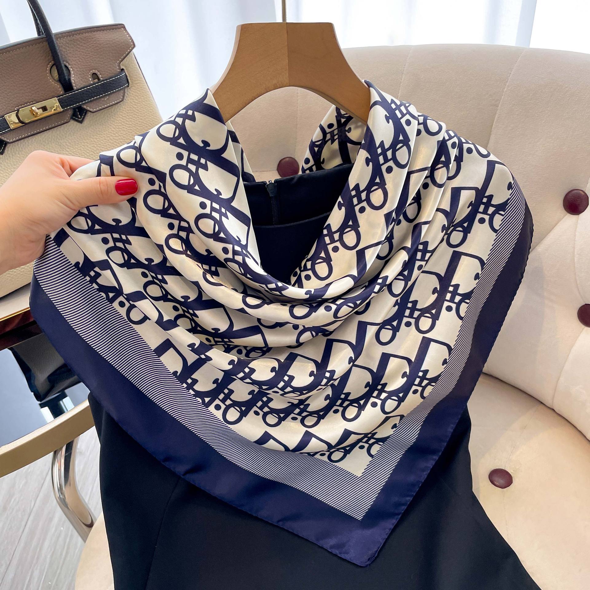 Vintage Fashion Hijab - 1 szt. 90cm Damska Jedwabna Apaszka