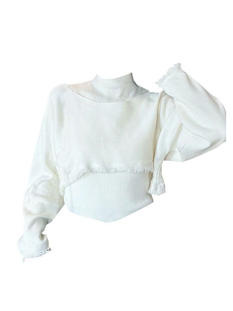 Turtleneck Knit 90S - Damski zielony sweter dziergany Harajuku Y2k