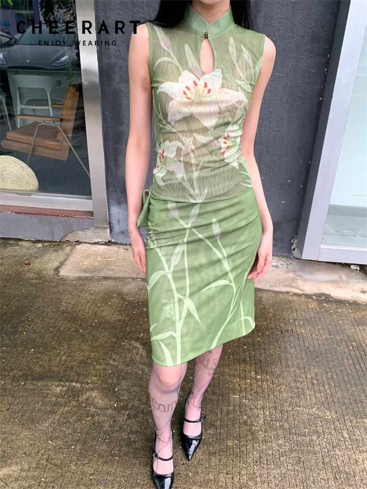 Vintage Fashion Stores - CHEERART Dwuczęściowy zestaw dla kobiet Elegancki
