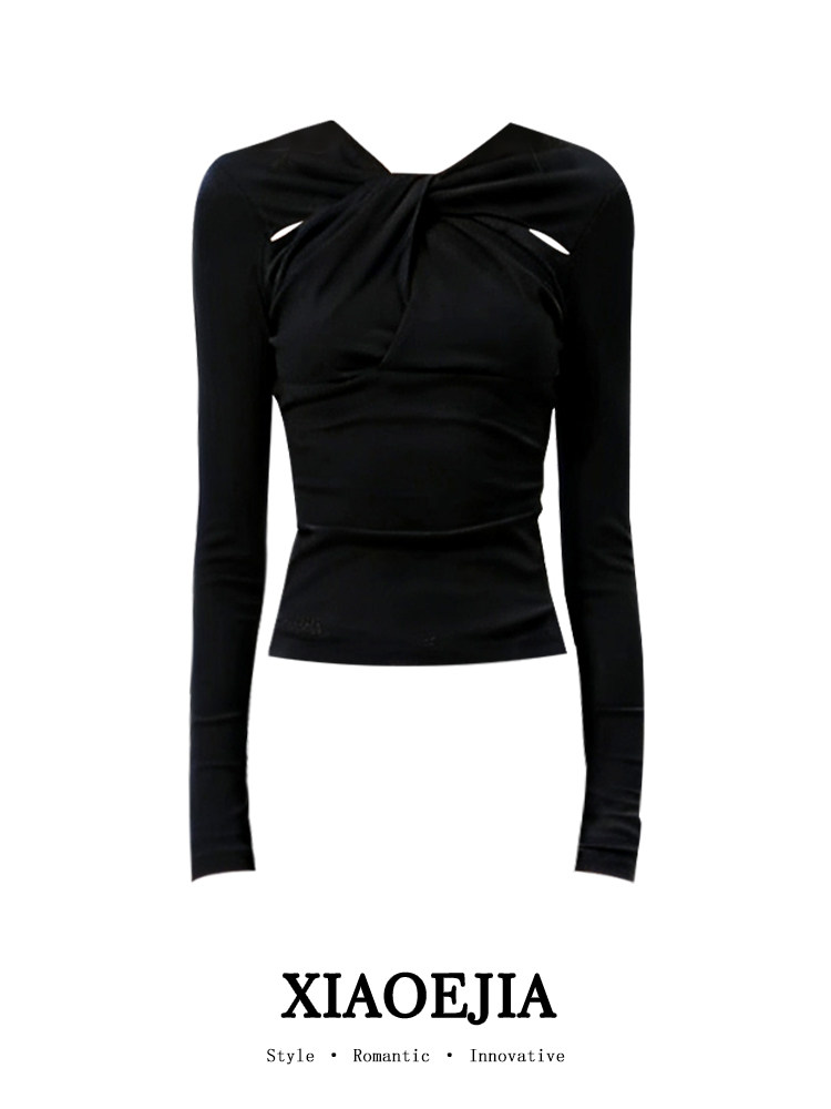 Damska czarna gotycka koszulka – Turtleneck Knit 90S recenzja i cena