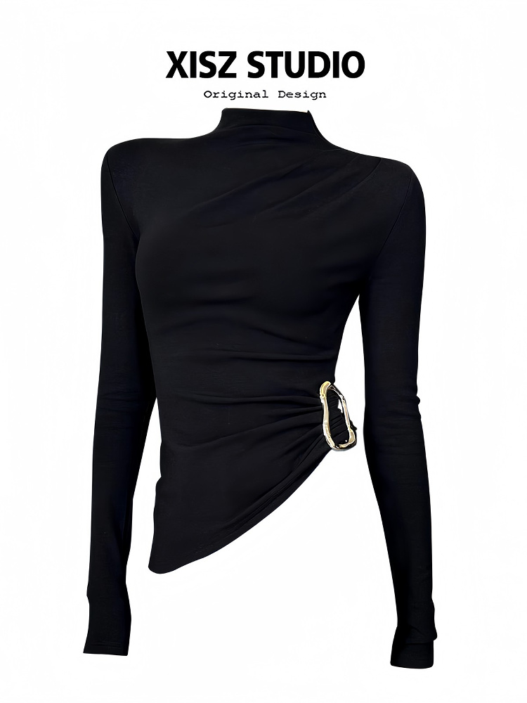 Damska czarna gotycka koszulka – Turtleneck Knit 90S recenzja i cena