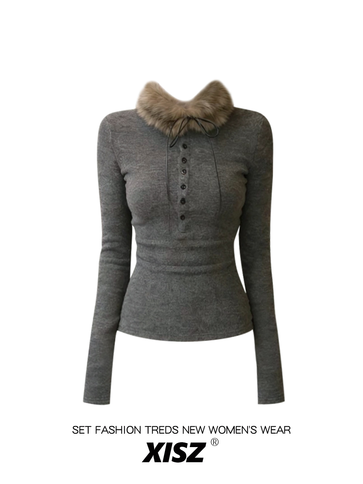 Damska szara gotycka koszulka  – Turtleneck Knit 90S recenzja i cena