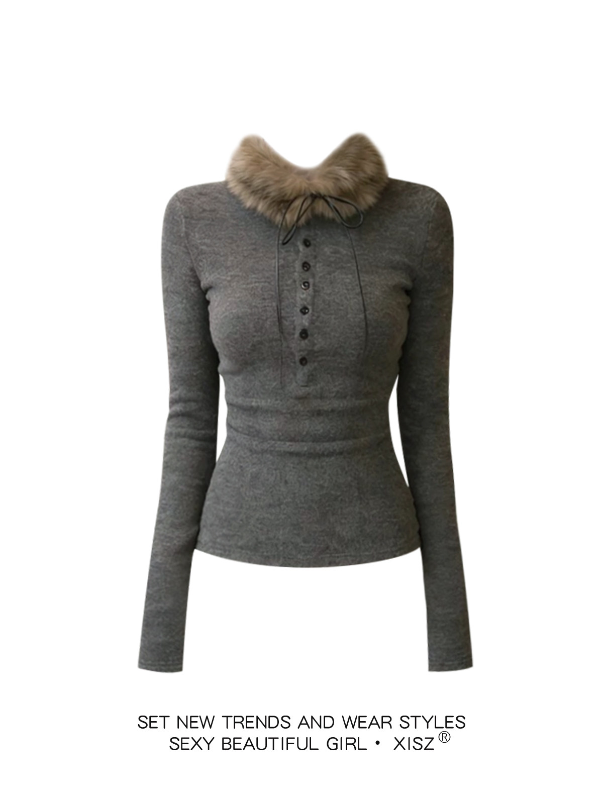 Damska szara gotycka koszulka  – Turtleneck Knit 90S recenzja i cena