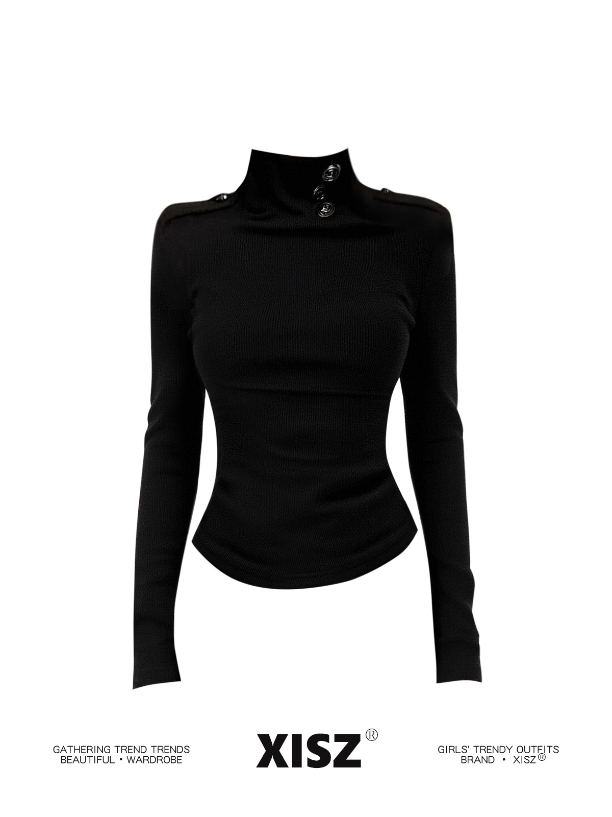 Damska czarna gotycka koszulka – Turtleneck Knit 90S recenzja i cena