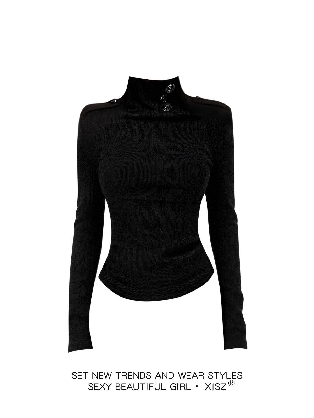 Damska czarna gotycka koszulka – Turtleneck Knit 90S recenzja i cena