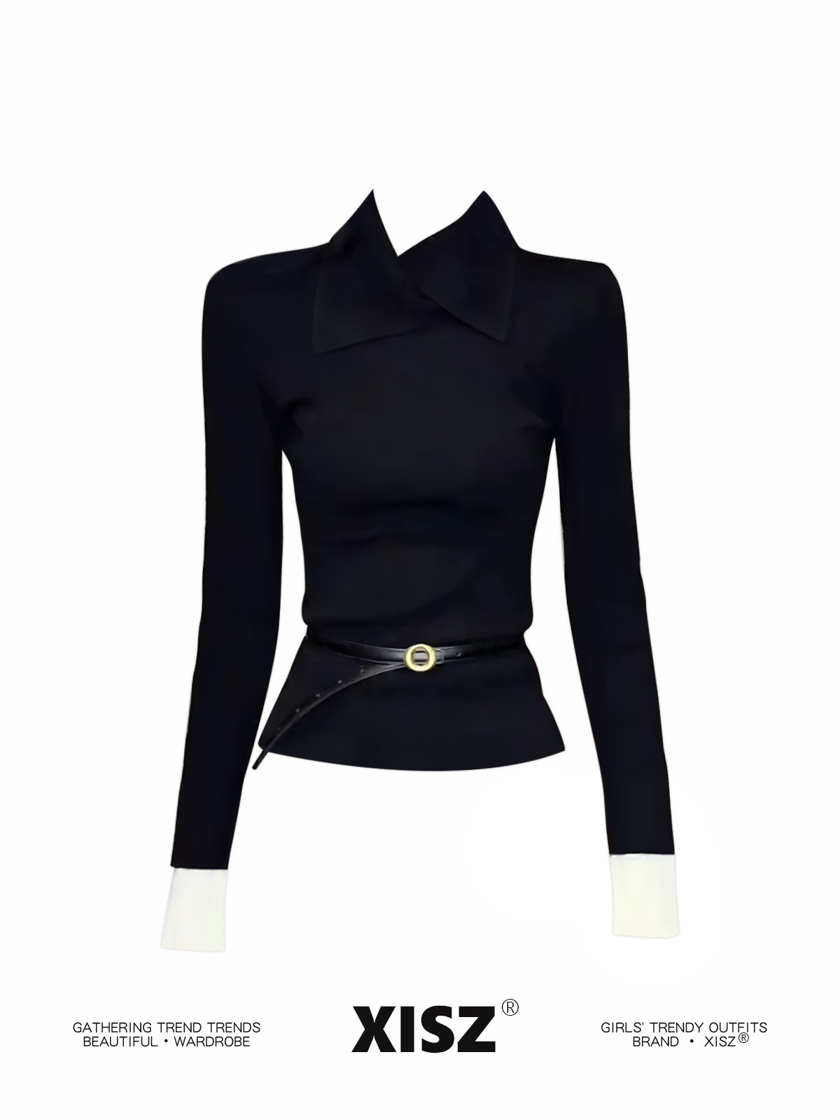 Damska czarna gotycka koszulka – Turtleneck Knit 90S recenzja i cena