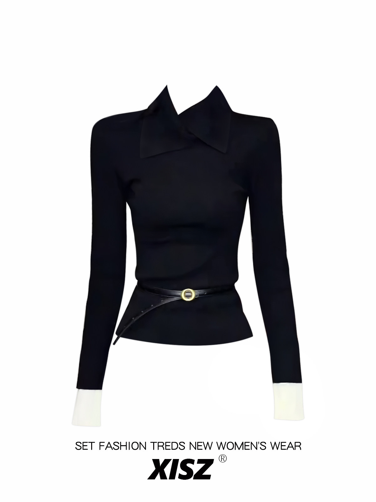 Damska czarna gotycka koszulka – Turtleneck Knit 90S recenzja i cena