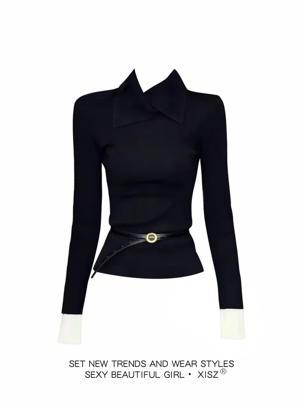 Damska czarna gotycka koszulka – Turtleneck Knit 90S recenzja i cena